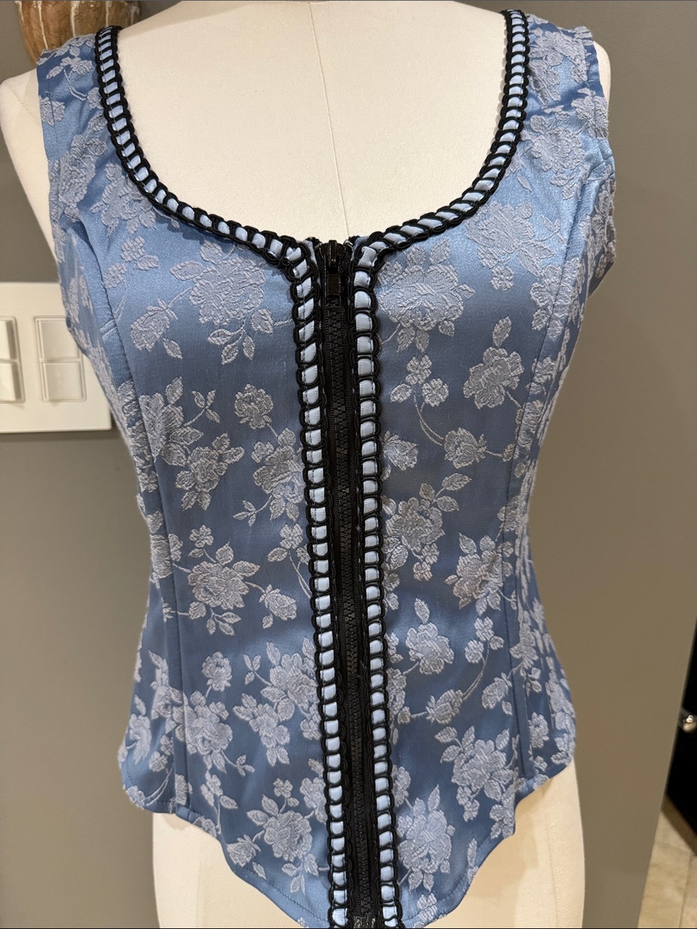Frederick's of Hollywood Blue Floral Jacquard Camisole